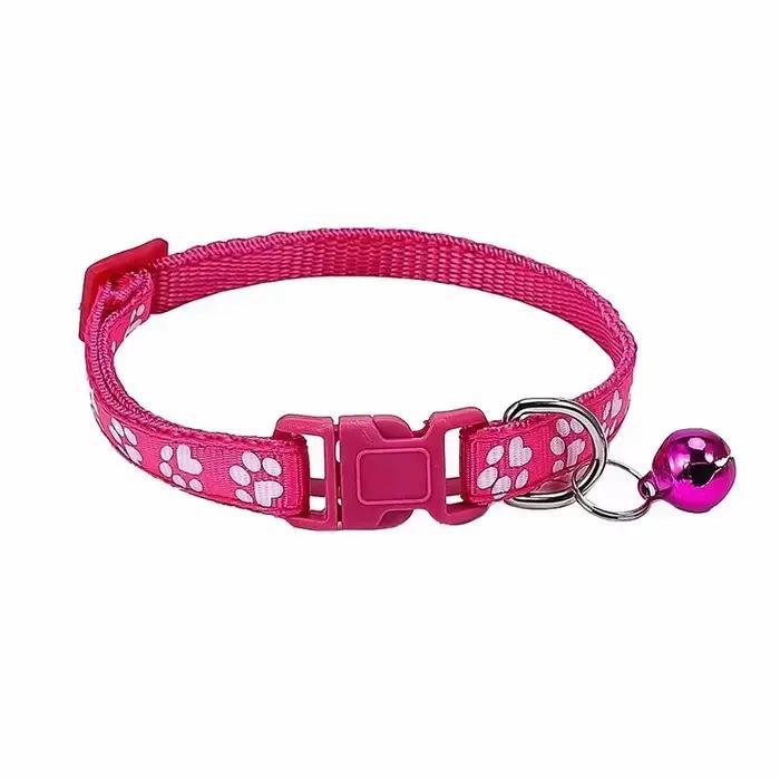 Collier pour animaux de compagnie avec cloche empreinte de dessin animé coloré chien chiot chaton anneau de sécurité