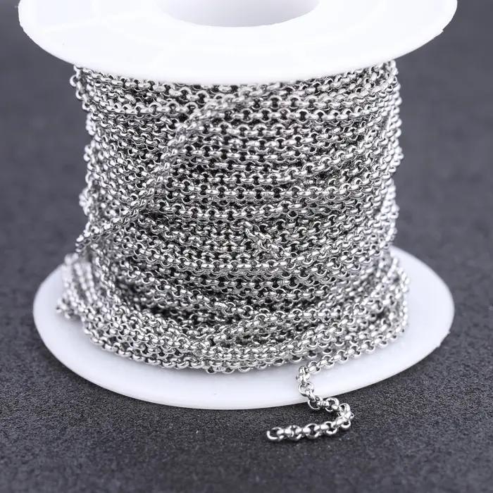 Reidgaller 10 mètres/rouleau chaînes de collier en métal en acier inoxydable plaqué or rose pour la fabrication de bijoux accessoires de bracelet à bricoler soi-même