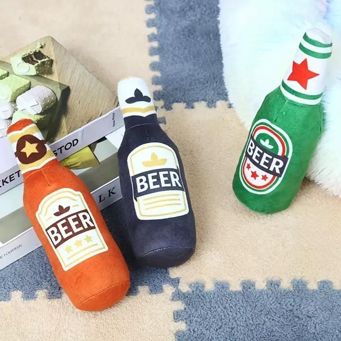 Bouteille de bière réaliste en forme de jouet pour chien grinçant