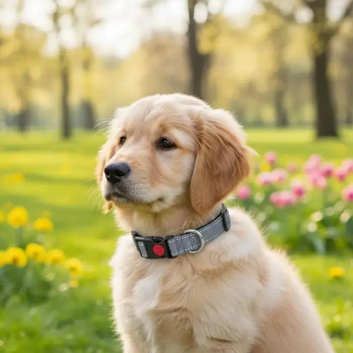 Collier Réfléchissant Réglable pour Chien, Sangle de Sécurité en Nylon Respirante et Douce Anti-Traction pour l'Entraînement