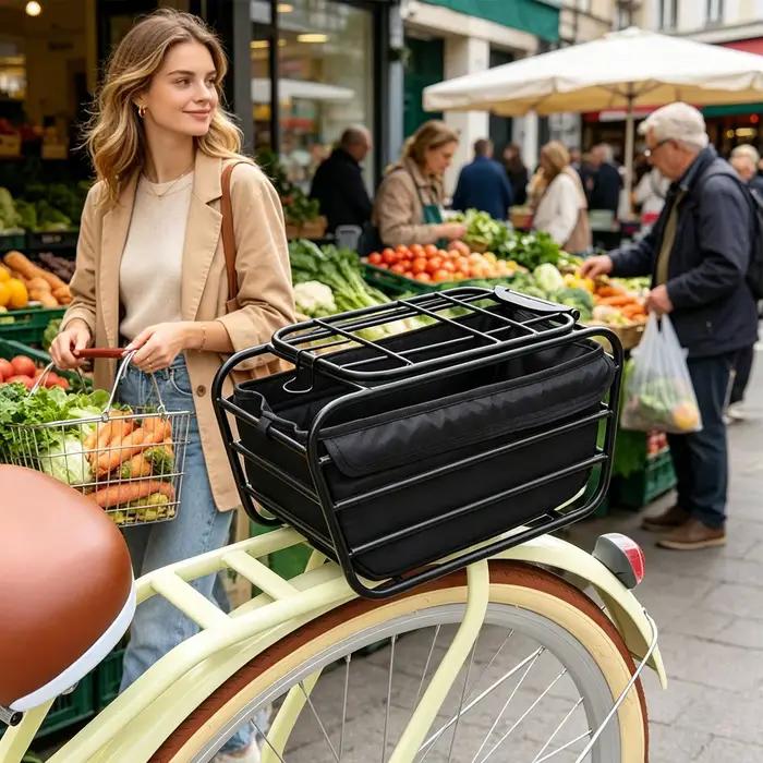 Panier de vélo pour chien, pour porte-bagages arrière, panier de transport portable pour animaux de compagnie, compatible avec la plupart des vélos, pour chiens de petite et moyenne taille
