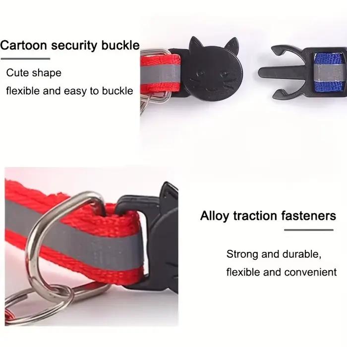 Paquet de 10 colliers réfléchissants pour chat avec cloches et oreilles rondes