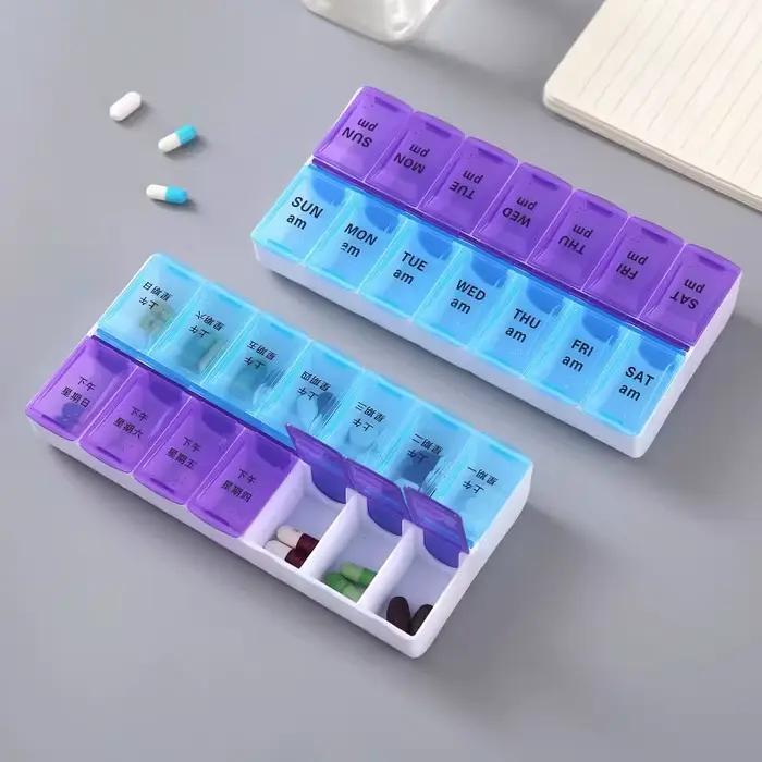 Boîte à médicaments à 14 compartiments, pour 7 jours de médicaments à prendre à l'heure du matin et de l'après-midi, avec préparation précise