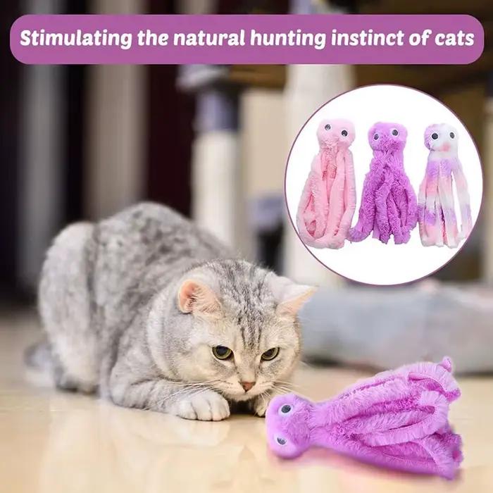 Jouets pour chat en forme de pieuvre mignons pour chatons et jeunes chats, jouets pour chat pour mâcher, jouets en peluche, fournitures pour animaux de compagnie