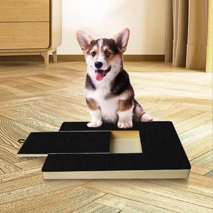 Grattoir en bois pour chiens avec boîte à friandises intégrée, tampon de ponçage pour ongles, surface en papier de verre à conception coulissante, jouet à gratter