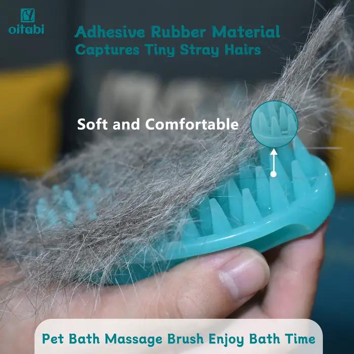 Brosse pour animaux de compagnie en caoutchouc souple Oitabi pour cheveux courts toilettage pour chiens et chats bain