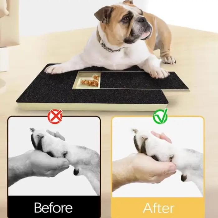 Planche à gratter en bois pour animaux de compagnie avec boîte à friandises intégrée, tampon de coupe-ongles pour chien, planche à gratter extractible, jouet à gratter, planche à gratter en papier de 