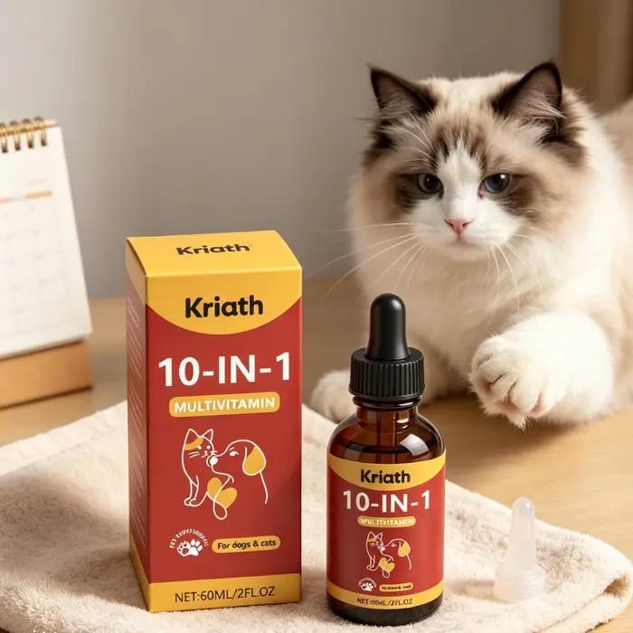 Complément multivitaminé pour animaux de compagnie Kriath, soutien immunitaire, amélioration de la digestion, correction de la malnutrition, vitalité quotidienne, gouttes de vitamines douces pour anim