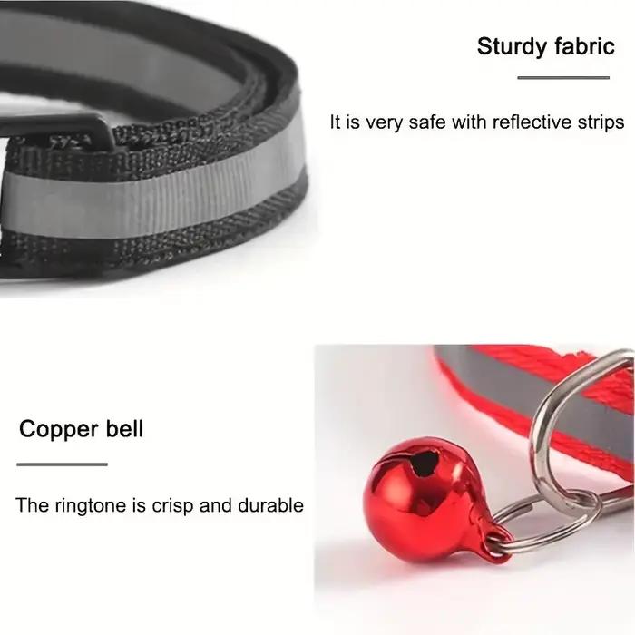Paquet de 10 colliers réfléchissants pour chat avec cloches et oreilles rondes