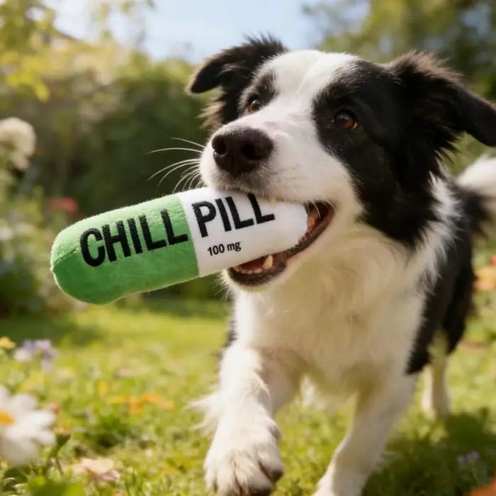 Jouet pour chien en peluche indestructible en forme de capsule avec couineur