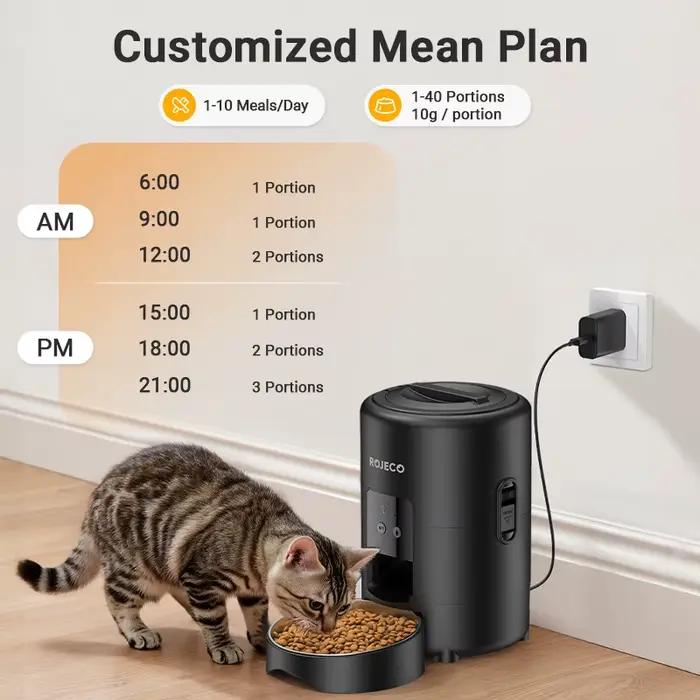 ROJECO Distributeur automatique de nourriture pour chat et chien 2L