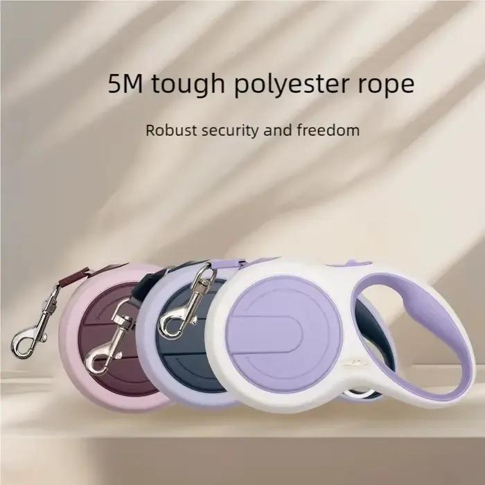 Laisse rétractable pour chien de 5 mètres avec collier à roulettes