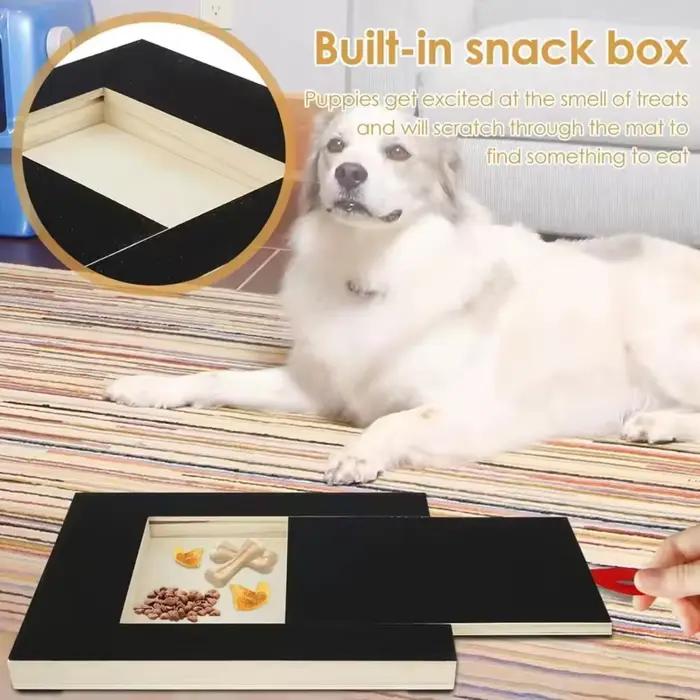 Planche à gratter pour ongles de chien, jouet en bois extractible pour animaux de compagnie avec boîte à friandises intégrée, tampon de ponçage pour ongles de chien, grattoir à griffes