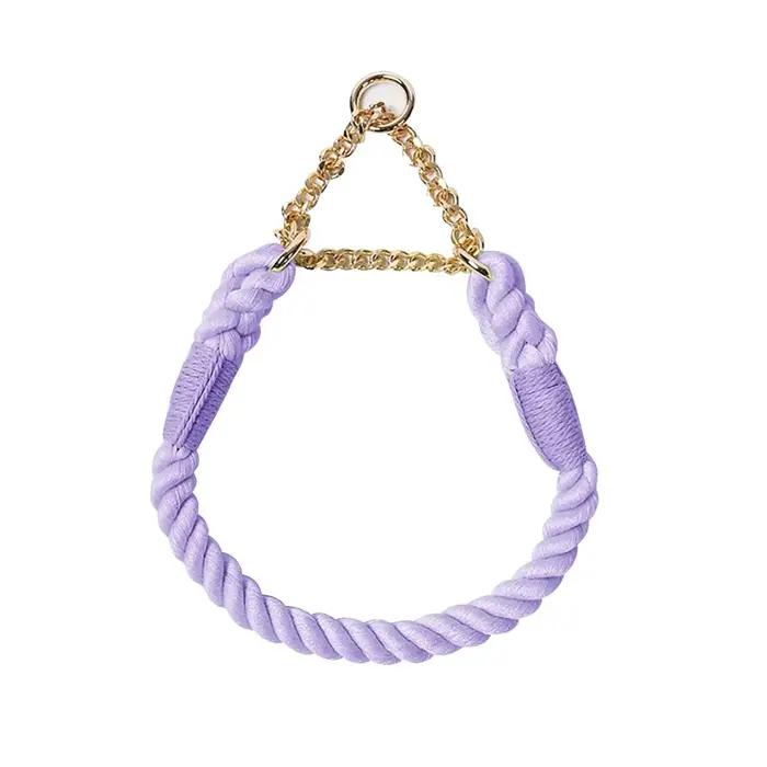 Collier pour chien avec chaîne en acier inoxydable et corde en coton tressé
