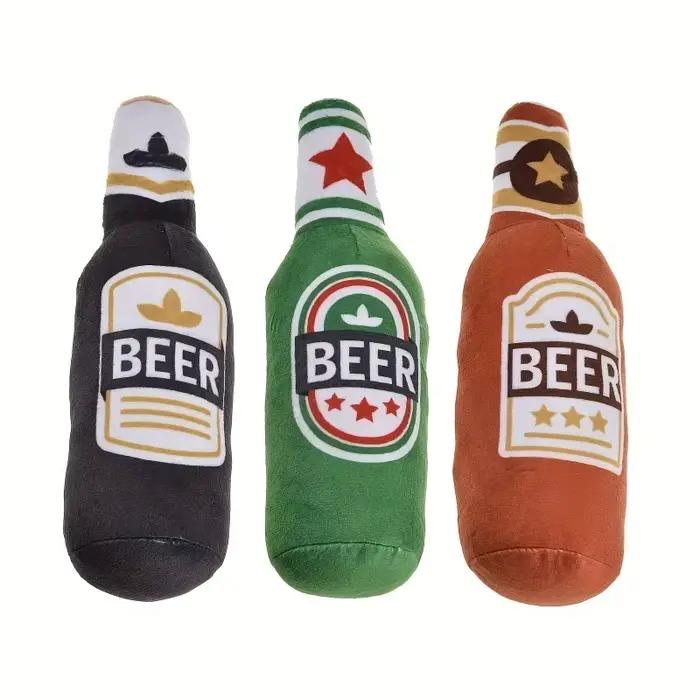 Bouteille de bière réaliste en forme de jouet pour chien grinçant