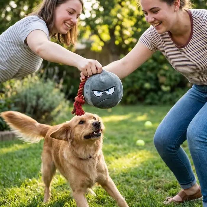 Jouet pour chien en peluche en forme de grenade avec cordon de traction