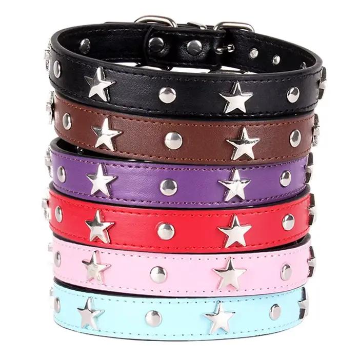 Collier pour chien de compagnie clouté en forme d'étoile S/M/L