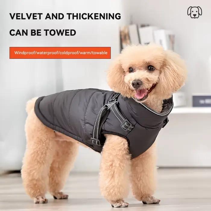 Manteau d'hiver imperméable pour chien avec harnais