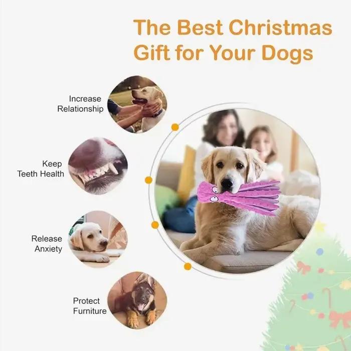 Nouveau jouet interactif pour chien en peluche en forme de pieuvre