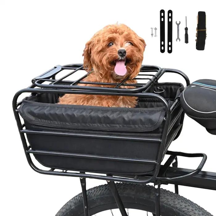 Panier de vélo pour chien, pour porte-bagages arrière, panier de transport portable pour animaux de compagnie, compatible avec la plupart des vélos, pour chiens de petite et moyenne taille