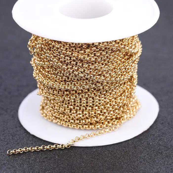 Reidgaller 10 mètres/rouleau chaînes de collier en métal en acier inoxydable plaqué or rose pour la fabrication de bijoux accessoires de bracelet à bricoler soi-même