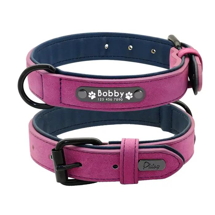 Étiquettes d'identification de nom personnalisées colliers de chien nom de texte personnalisé collier