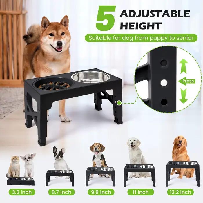 Bols surélevés pour chiens avec support réglable et double