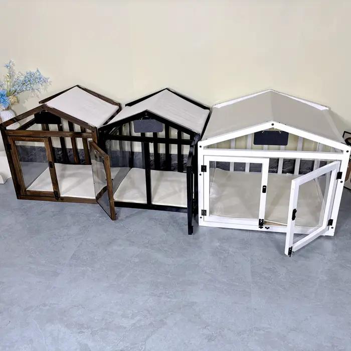 Chenil Transparent en bois massif pour petit chien