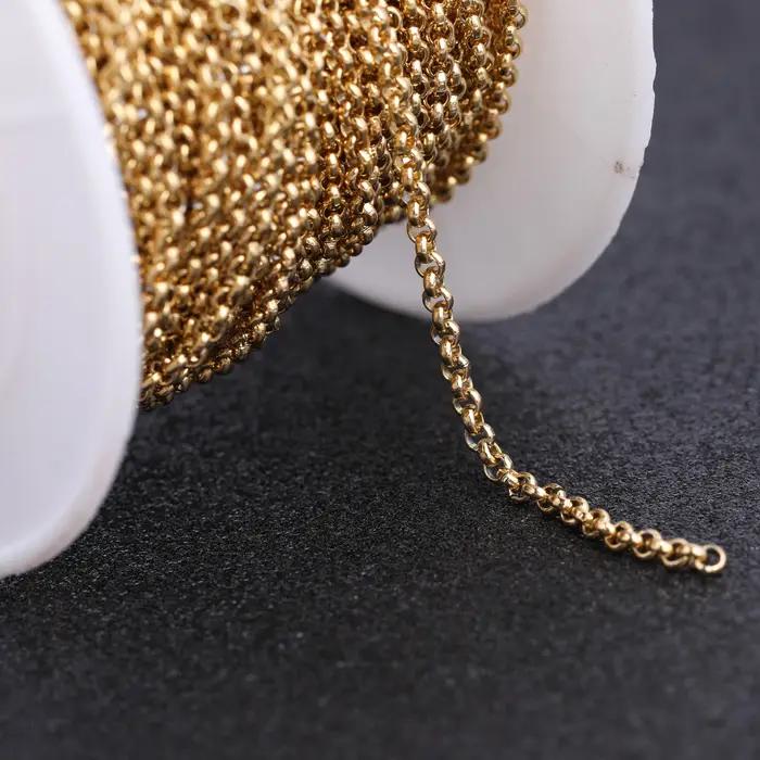 Reidgaller 10 mètres/rouleau chaînes de collier en métal en acier inoxydable plaqué or rose pour la fabrication de bijoux accessoires de bracelet à bricoler soi-même