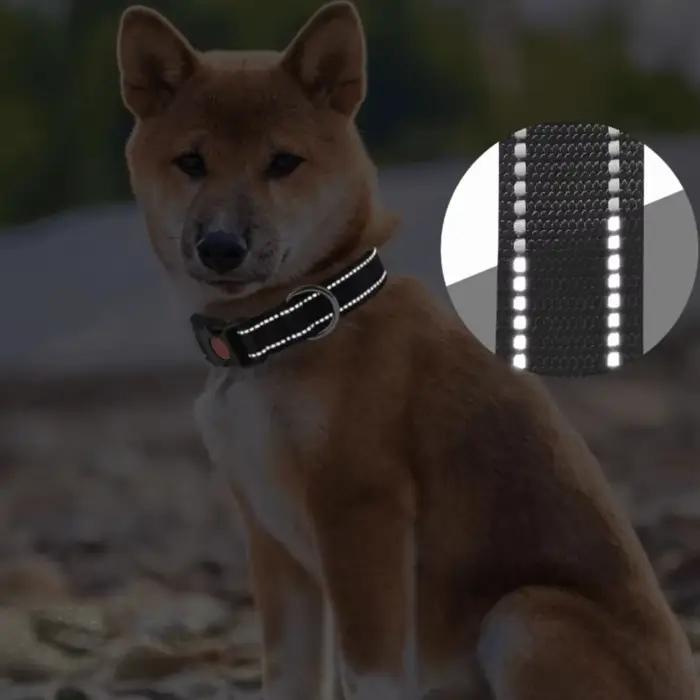 Collier Réfléchissant Réglable pour Chien, Sangle de Sécurité en Nylon Respirante et Douce Anti-Traction pour l'Entraînement