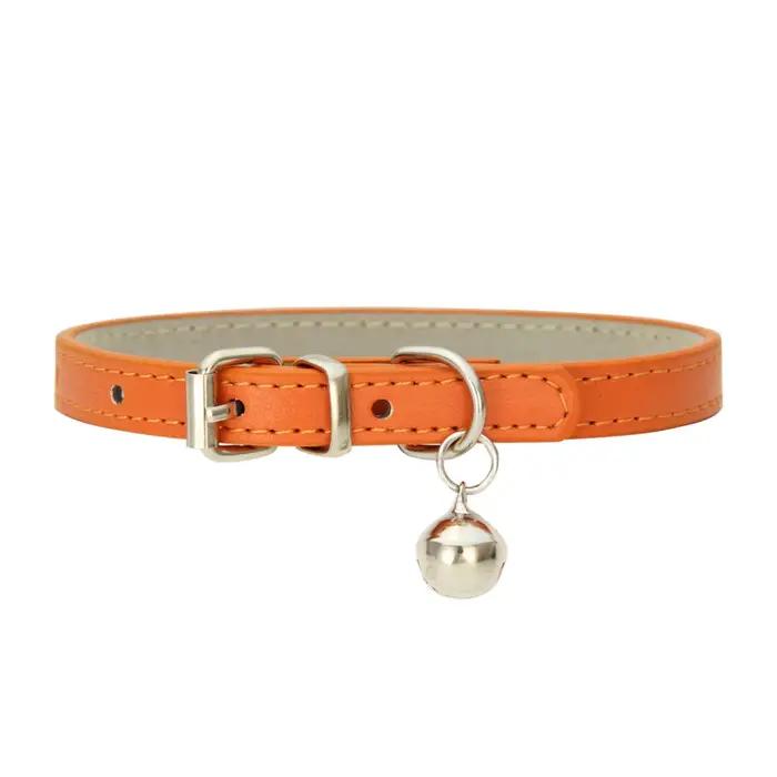 Collier en cuir PU avec cloches pour chien et chat