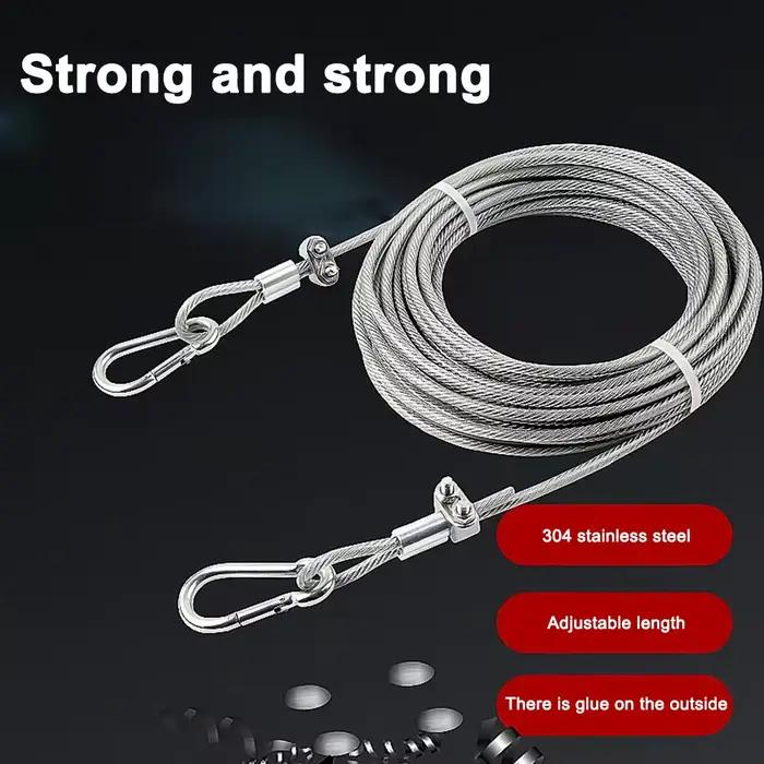 Laisse de fixation double pour chien, corde de traction avec boucle métallique, collier d'entraînement en fil d'acier antirouille, sangle pour chiens d'extérieur
