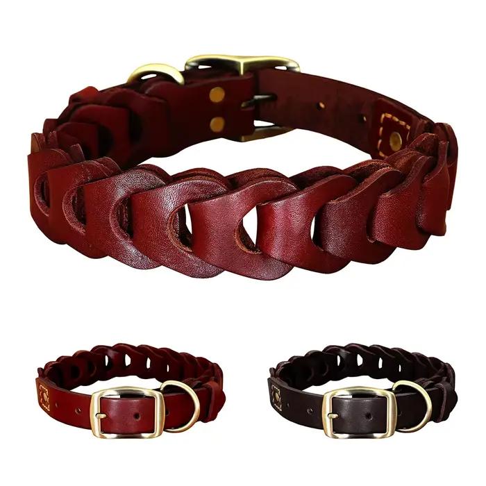 Collier pour chien en cuir de vache véritable