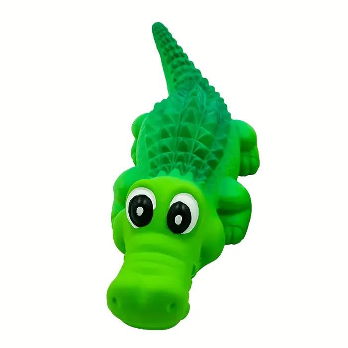 Jouet à mâcher pour chien en caoutchouc durable pour mâcheurs agressifs-latex en forme de crocodile avec son grinçant