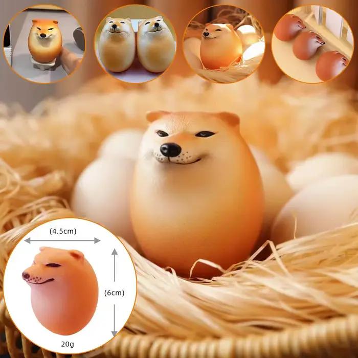 Jouets d'œufs spongieux pour chien! Shibako Egg Shiba Inu Egg Squishy à montée lente - Jouet oeuf de chien anti-Stress - Jouet de décompression d'oeufs de chien