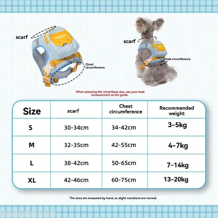 Harnais pour chien avec sac à dos et laisse - Gilet de voyage pour animaux de compagnie avec sac de rangement amovible, laisse de promenade respirante et réglable