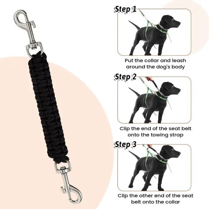 Clip de sécurité pour collier de chien, double extrémité réglable, connecteur anti-traction, sangle de sécurité pour harnais, pour chiots, chatons, chiens de petite et moyenne taille, pour la promenad
