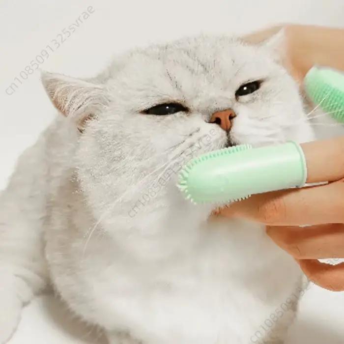 Brosse à Dents Douce à Double Doigt pour Chien et Chat