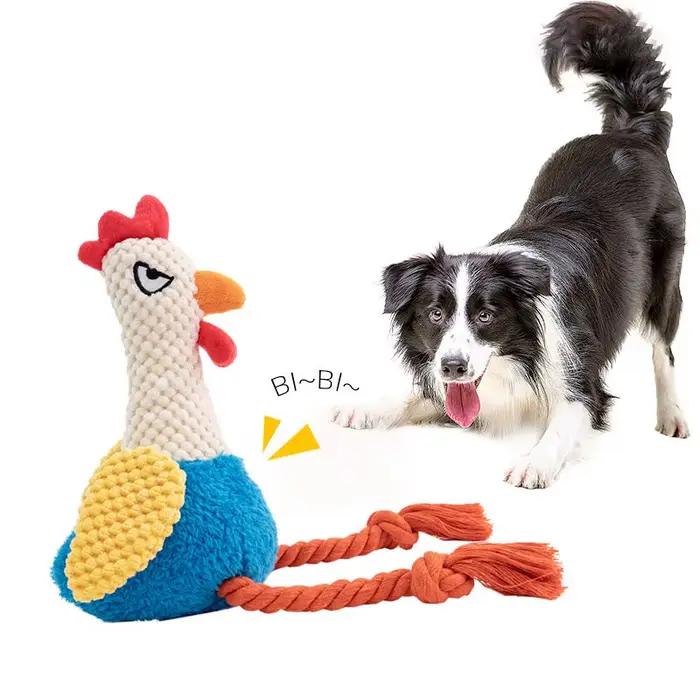 Corde de poulet brute en peluche pour chien, jouets pour coq, grincement, jouet Durable, cuisinier à mâcher, jouet sonore indestructible pour chiot, fournitures pour animaux de compagnie