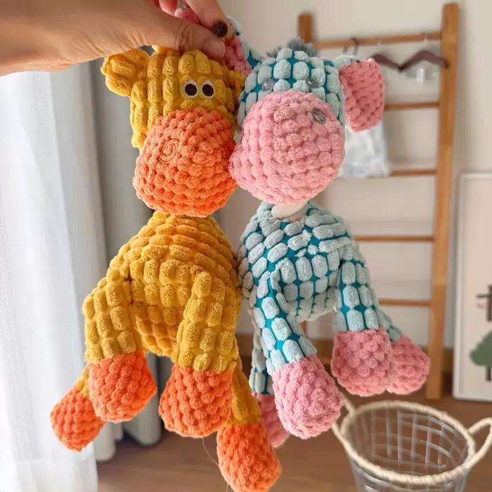 Jouet en peluche d'âne mignon pour chiens-jouet interactif à croquer grinçant avec son drôle