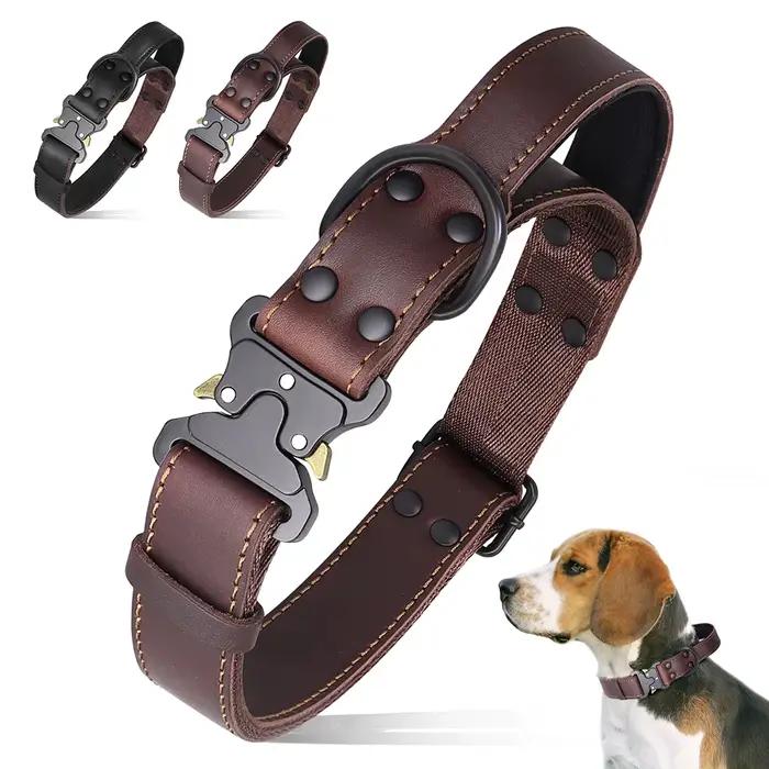 Collier de chien en cuir véritable souple