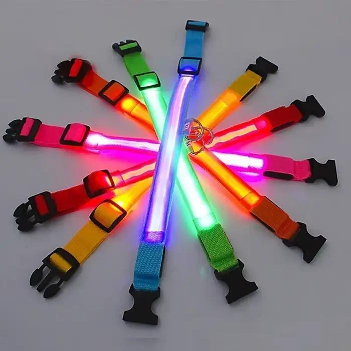 Collier de chien lumineux LED réglable clignotant Rechargea