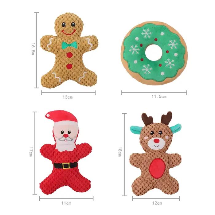 Noël chien en peluche bruit jouet à mâcher Santa Elk pain d'épice homme beignet chat