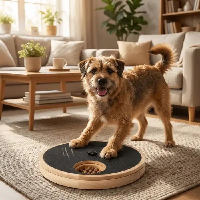 Planche à gratter rotative pour chien en bois massif, ronde, résistante à l'usure, avec boîte à friandises, lime à ongles pour chien, jouet pour chiens