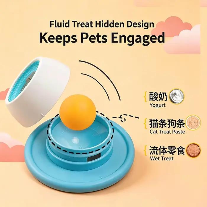 Gamelle à lécher interactive pour chien avec balle roulante, anti-dérapante, pour l'alimentation lente des liquides, des aliments humides, de l'eau et des friandises
