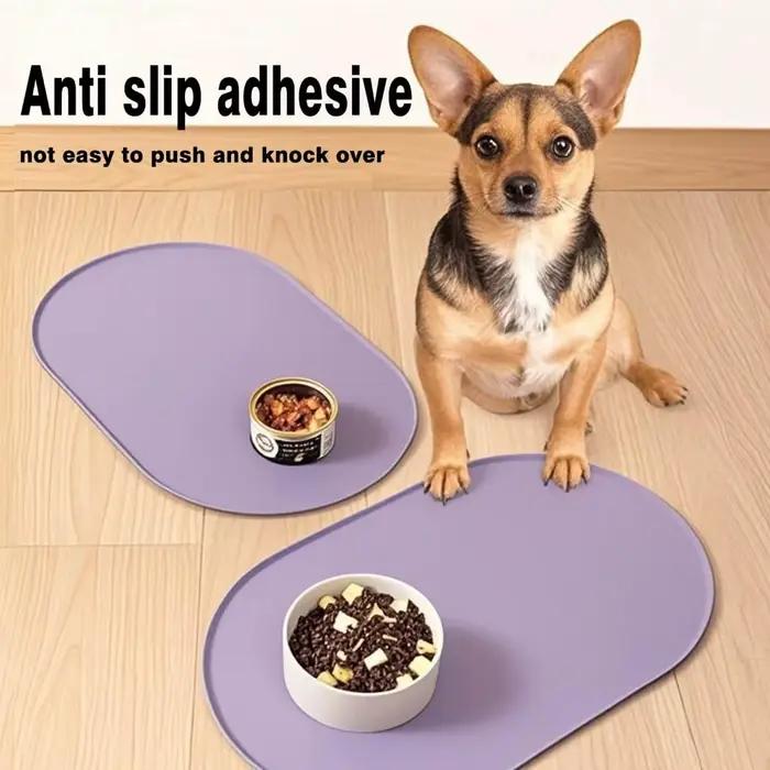 Tapis de nourriture pour animaux de compagnie en silicone durable, imperméable, avec bords surélevés, sans BPA, facile à nettoyer, tapis de table pour animaux de compagnie, fournitures pour animaux de