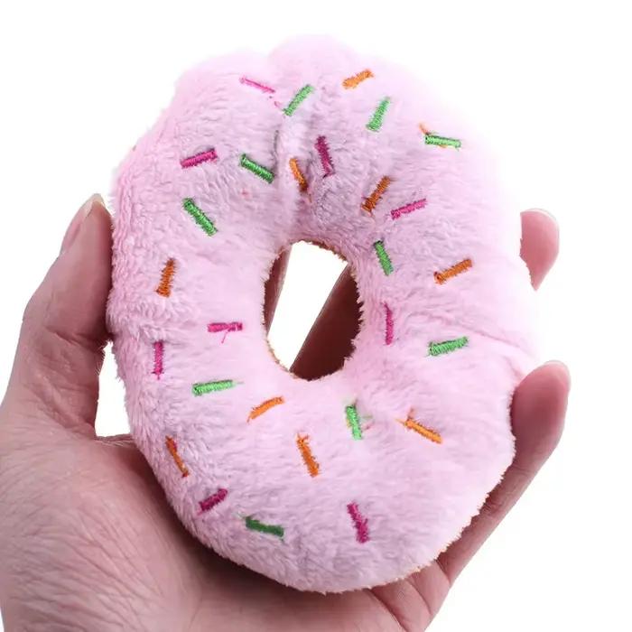 Donuts de chien doux en peluche jouets pour chiens de compagnie jouet à mâcher mignon chiot couineur