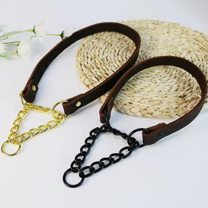 Collier ras du cou en cuir véritable pour chiens