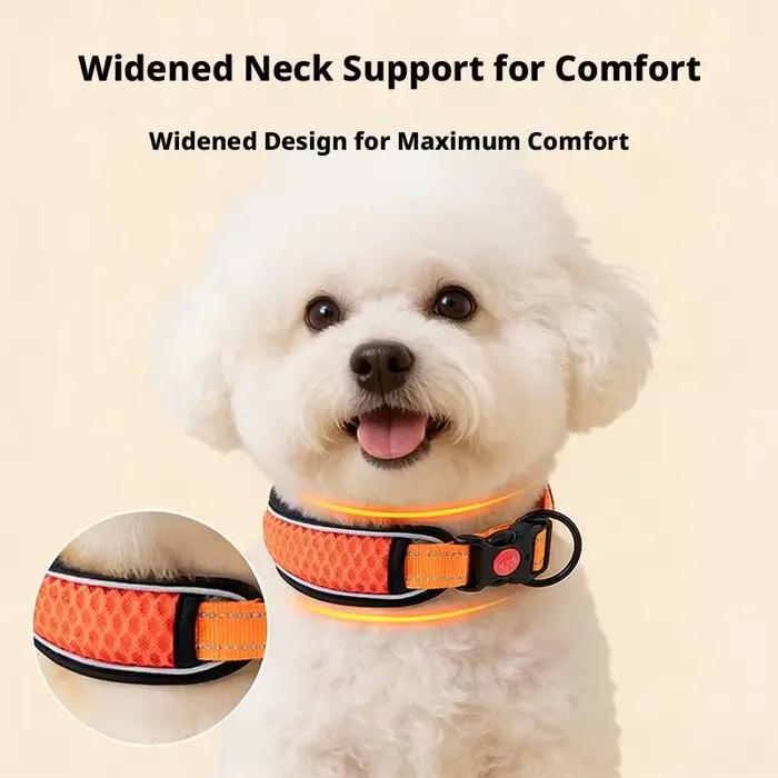 Collier pour chien, collier souple réglable pour animaux de compagnie avec boucle de verrouillage anti-évasion, design en maille nid d'abeille respirante pour chiens de petite et grande taille
