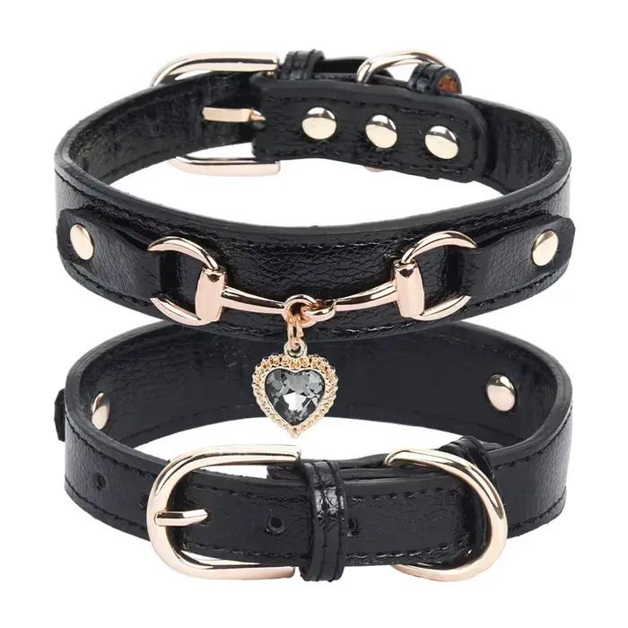 Nouveau collier pour chien en PU avec strass Love Water, accessoires métalliques, collier pour chat, design tendance, collier pour chat
